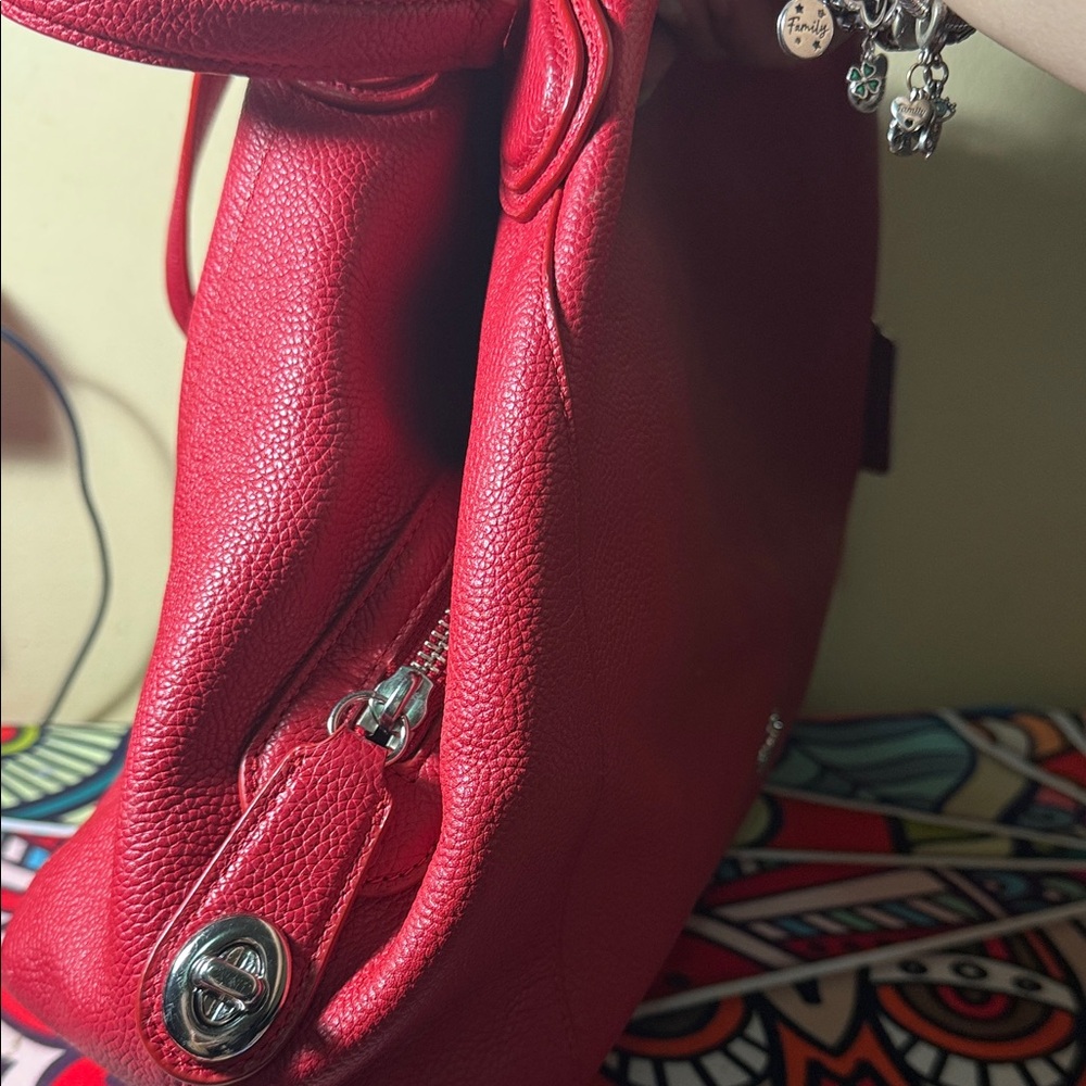 Coach Cherry Red Leather Shoulder Bag - Picture 5 of 8